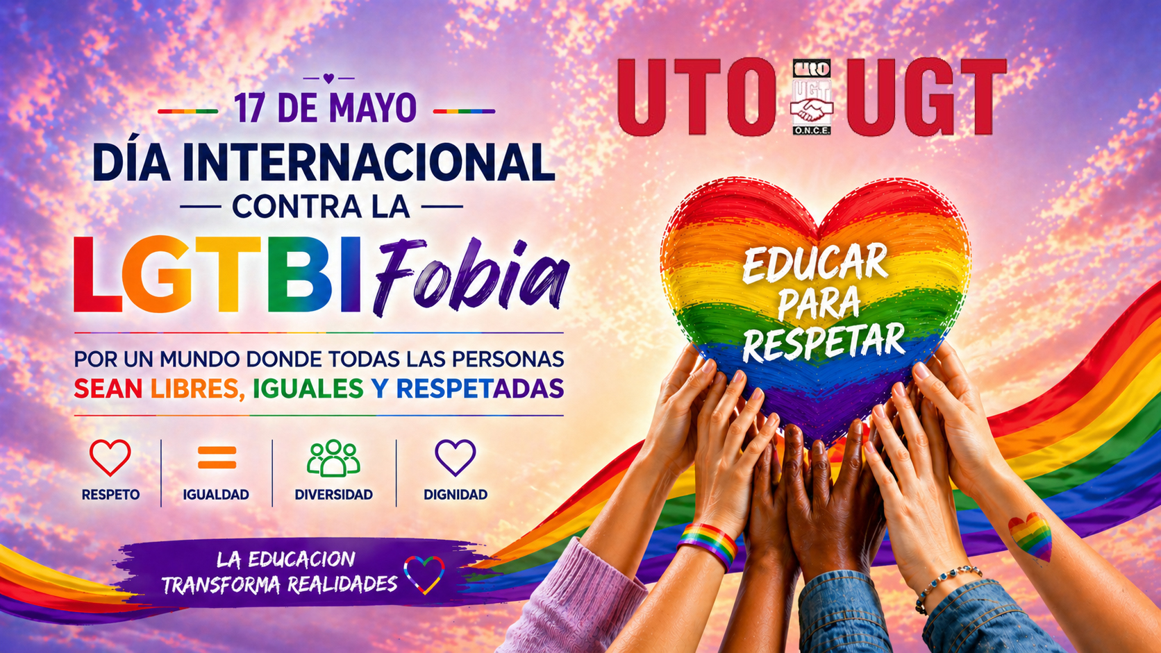MANIFIESTO DE UTO-UGT CONTRA LA LGTBIfobia: EDUCAR PARA RESPETAR